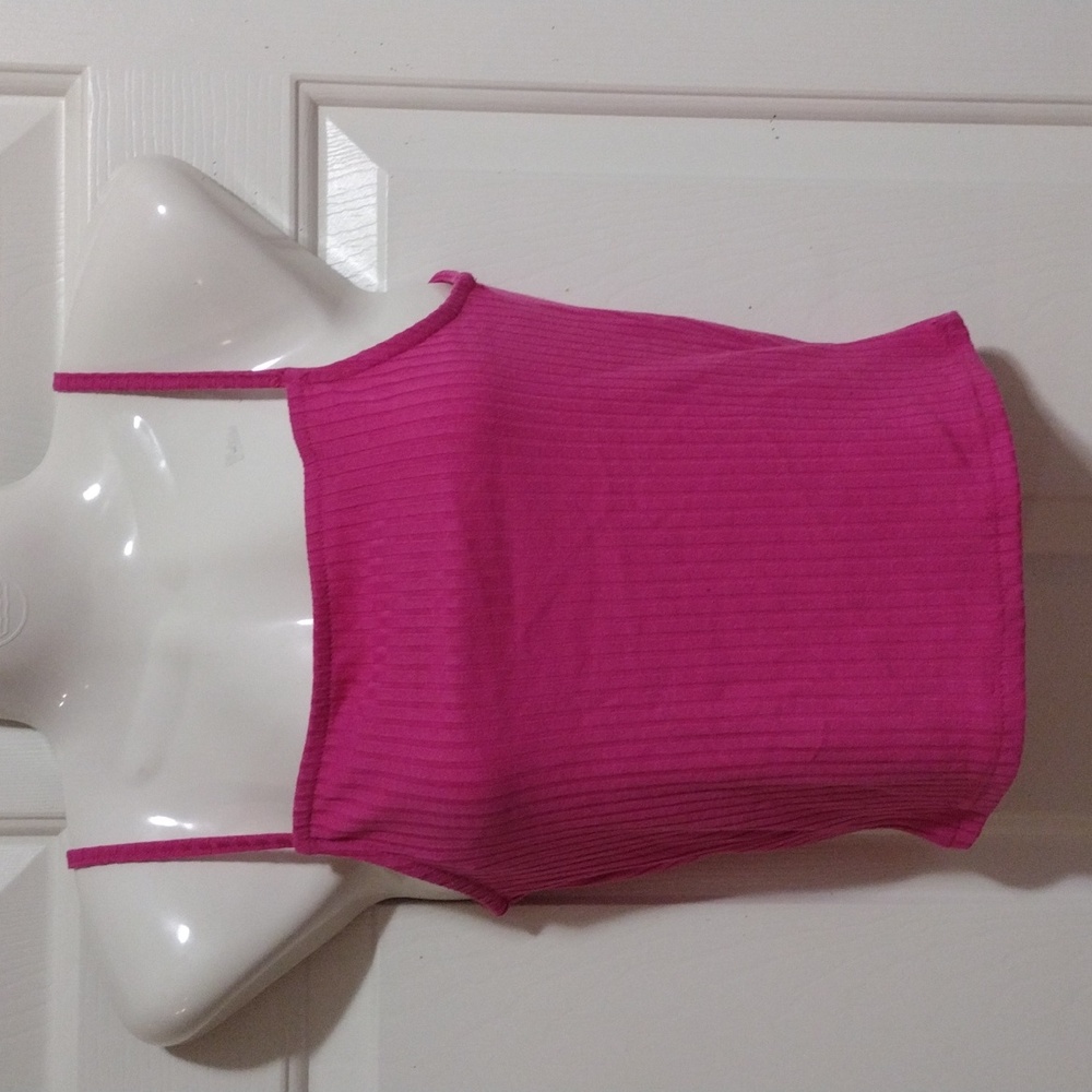 Pink Ribbed Cropped Top Small 🆕 - Picture 3 of 5